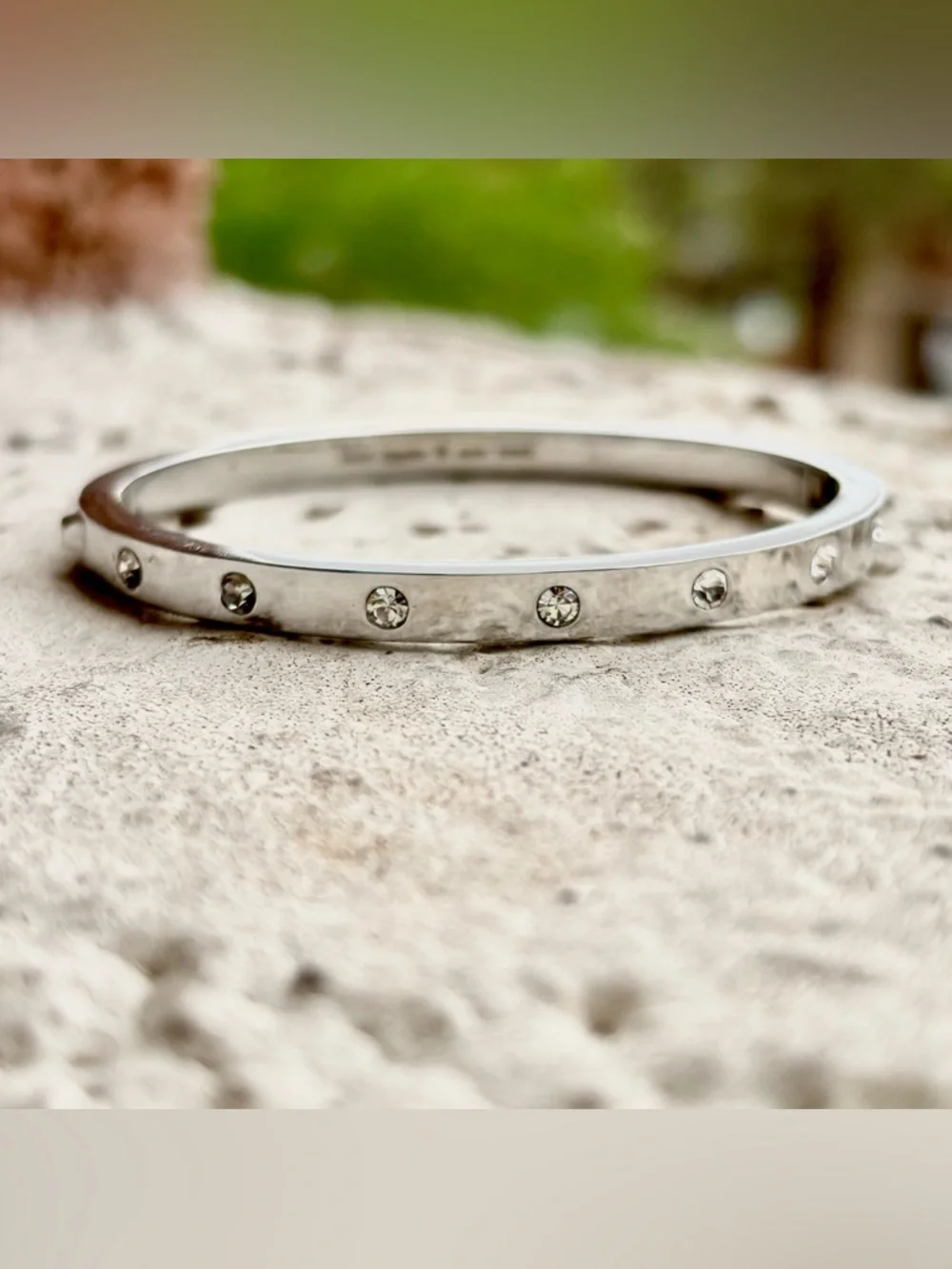 Kate Spade Set in Stone Silver Hinged Bangle - Picture 2 of 4